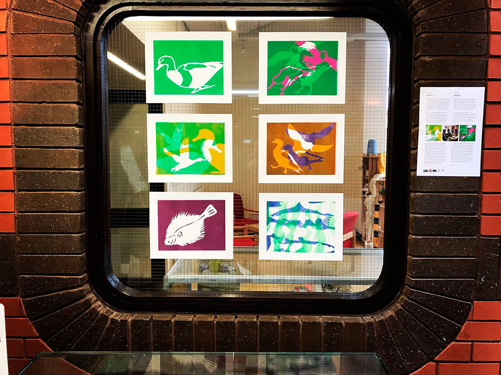 Window display of Greenbank Villa prints saved for web